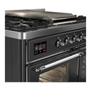 ILVE Majestic III 40-inch Dual Fuel Range with 5 Liquid Propane Burner, Griddle and Triple Glass Door Electric Oven in Graphite Matte with Chrome Trim (UMD40FNR3MGCLP)