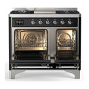 ILVE Majestic III 40-inch Dual Fuel Range with 5 Liquid Propane Burner, Griddle and Triple Glass Door Electric Oven in Graphite Matte with Chrome Trim (UMD40FNR3MGCLP)