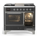 ILVE Majestic III 40-inch Dual Fuel Range with 5 Liquid Propane Burner, Griddle and Triple Glass Door Electric Oven in Graphite Matte with Chrome Trim (UMD40FNR3MGCLP)