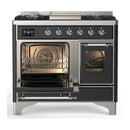 ILVE Majestic III 40-inch Dual Fuel Range with 5 Liquid Propane Burner, Griddle and Triple Glass Door Electric Oven in Graphite Matte with Chrome Trim (UMD40FNR3MGCLP)