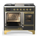 ILVE Majestic III 40-inch Dual Fuel Range with 6 Natural Gas Burner, Griddle and Triple Glass Door Electric Oven in Graphite Matte with Brass Trim (UMD40FNR3MGG)