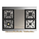 ILVE Majestic III 40-inch Dual Fuel Range with 6 Natural Gas Burner, Griddle and Triple Glass Door Electric Oven in Graphite Matte with Brass Trim (UMD40FNR3MGG)