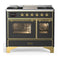 ILVE Majestic III 40-inch Dual Fuel Range with 6 Natural Gas Burner, Griddle and Triple Glass Door Electric Oven in Graphite Matte with Brass Trim (UMD40FNR3MGG)