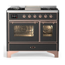 ILVE Majestic III 40-inch Dual Fuel Range with 6 Natural Gas Burner, Griddle and Triple Glass Door Electric Oven in Graphite Matte with Copper Trim (UMD40FNR3MGP)
