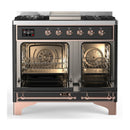 ILVE Majestic III 40-inch Dual Fuel Range with 6 Natural Gas Burner, Griddle and Triple Glass Door Electric Oven in Graphite Matte with Copper Trim (UMD40FNR3MGP)