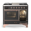 ILVE Majestic III 40-inch Dual Fuel Range with 6 Natural Gas Burner, Griddle and Triple Glass Door Electric Oven in Graphite Matte with Copper Trim (UMD40FNR3MGP)