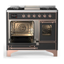 ILVE Majestic III 40-inch Dual Fuel Range with 6 Natural Gas Burner, Griddle and Triple Glass Door Electric Oven in Graphite Matte with Copper Trim (UMD40FNR3MGP)