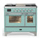 ILVE Majestic III 40-inch Dual Fuel Range with 6 Natural Gas Burner, Griddle and Triple Glass Door Electric Oven in Mediterranean Mint with Chrome Trim (UMD40FNR3MMC)