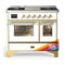 ILVE Majestic III 40-inch Dual Fuel Range with 6 Natural Gas Burner, Griddle and Triple Glass Door Electric Oven in RAL with Brass Trim (UMD40FNR3RAG)