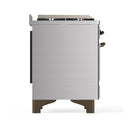 ILVE Majestic III 40-inch Dual Fuel Range with 6 Natural Gas Burner, Griddle and Triple Glass Door Electric Oven in Stainless Steel with Burnished Trim (UMD40FNR3SSB)