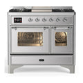 ILVE Majestic III 40-inch Dual Fuel Range with 6 Natural Gas Burner, Griddle and Triple Glass Door Electric Oven in Stainless Steel with Chrome Trim (UMD40FNR3SSC)