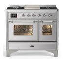 ILVE Majestic III 40-inch Dual Fuel Range with 6 Natural Gas Burner, Griddle and Triple Glass Door Electric Oven in Stainless Steel with Chrome Trim (UMD40FNR3SSC)