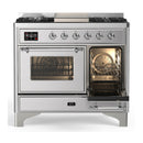 ILVE Majestic III 40-inch Dual Fuel Range with 6 Natural Gas Burner, Griddle and Triple Glass Door Electric Oven in Stainless Steel with Chrome Trim (UMD40FNR3SSC)