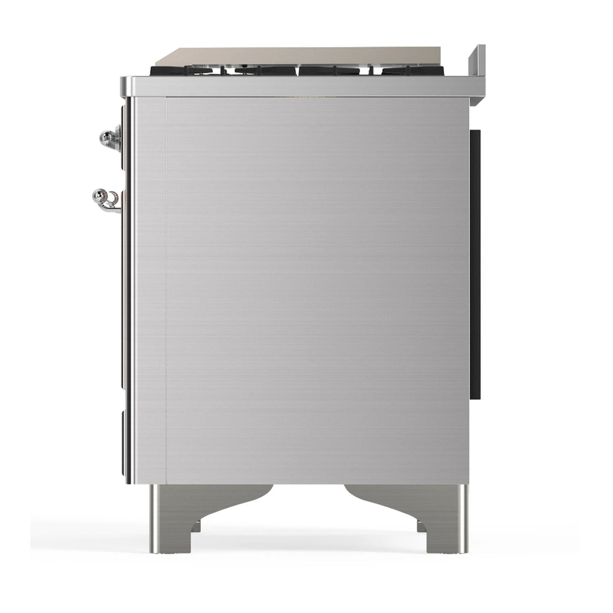 Brushed stainless steel dual fuel range rear panel and side access panels