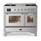 ILVE Majestic III 40-inch Dual Fuel Range with 6 Natural Gas Burner, Griddle and Triple Glass Door Electric Oven in Stainless Steel with Chrome Trim (UMD40FNR3SSC)