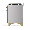 ILVE Majestic III 40-inch Dual Fuel Range with 6 Natural Gas Burner, Griddle and Triple Glass Door Electric Oven in Stainless Steel with Brass Trim (UMD40FNR3SSG)