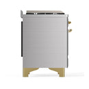 ILVE Majestic III 40-inch Dual Fuel Range with 6 Natural Gas Burner, Griddle and Triple Glass Door Electric Oven in Stainless Steel with Brass Trim (UMD40FNR3SSG)
