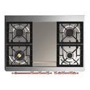 ILVE Majestic III 40-inch Dual Fuel Range with 6 Natural Gas Burner, Griddle and Triple Glass Door Electric Oven in Stainless Steel with Copper Trim (UMD40FNR3SSP)