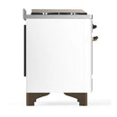 ILVE Majestic III 40-inch Dual Fuel Range with 6 Natural Gas Burner, Griddle and Triple Glass Door Electric Oven in White with Burnished Trim (UMD40FNR3WHB)