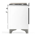 ILVE Majestic III 40-inch Dual Fuel Range with 6 Natural Gas Burner, Griddle and Triple Glass Door Electric Oven in White with Chrome Trim (UMD40FNR3WHC)