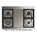 ILVE Majestic III 40-inch Dual Fuel Range with 6 Natural Gas Burner, Griddle and Triple Glass Door Electric Oven in White with Chrome Trim (UMD40FNR3WHC)