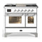 ILVE Majestic III 40-inch Dual Fuel Range with 6 Natural Gas Burner, Griddle and Triple Glass Door Electric Oven in White with Chrome Trim (UMD40FNR3WHC)