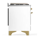 ILVE Majestic III 40-inch Dual Fuel Range with 6 Natural Gas Burner, Griddle and Triple Glass Door Electric Oven in White with Brass Trim (UMD40FNR3WHG)