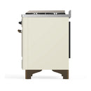 ILVE Majestic III 40-inch Dual Fuel Range with 6 Natural Gas Burner, Griddle and Solid Door Electric Oven in Antique White with Burnished Trim (UMD40FQNR3AWB)