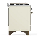 ILVE Majestic III 40-inch Dual Fuel Range with 6 Natural Gas Burner, Griddle and Solid Door Electric Oven in Antique White with Burnished Trim (UMD40FQNR3AWB)