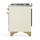 ILVE Majestic III 40-inch Dual Fuel Range with 6 Natural Gas Burner, Griddle and Solid Door Electric Oven in Antique White with Brass Trim (UMD40FQNR3AWG)