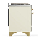 ILVE Majestic III 40-inch Dual Fuel Range with 6 Natural Gas Burner, Griddle and Solid Door Electric Oven in Antique White with Brass Trim (UMD40FQNR3AWG)