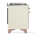ILVE Majestic III 40-inch Dual Fuel Range with 6 Natural Gas Burner, Griddle and Solid Door Electric Oven in Antique White with Copper Trim (UMD40FQNR3AWP)