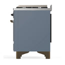 ILVE Majestic III 40-inch Dual Fuel Range with 6 Natural Gas Burner, Griddle and Solid Door Electric Oven in Blue Grey with Burnished Trim (UMD40FQNR3BGB)