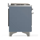 ILVE Majestic III 40-inch Dual Fuel Range with 6 Natural Gas Burner, Griddle and Solid Door Electric Oven in Blue Grey with Chrome Trim (UMD40FQNR3BGC)