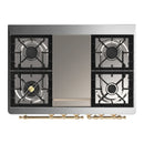 ILVE Majestic III 40-inch Dual Fuel Range with 5 Liquid Propane Burner, Griddle and Solid Door Electric Oven in Blue Grey with Brass Trim (UMD40FQNR3BGGLP)