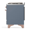 ILVE Majestic III 40-inch Dual Fuel Range with 5 Liquid Propane Burner, Griddle and Solid Door Electric Oven in Blue Grey with Copper Trim (UMD40FQNR3BGPLP)