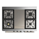 ILVE Majestic III 40-inch Dual Fuel Range with 5 Liquid Propane Burner, Griddle and Solid Door Electric Oven in Glossy Black with Burnished Trim (UMD40FQNR3BKBLP)