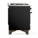 ILVE Majestic III 40-inch Dual Fuel Range with 5 Liquid Propane Burner, Griddle and Solid Door Electric Oven in Glossy Black with Burnished Trim (UMD40FQNR3BKBLP)
