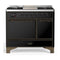 ILVE Majestic III 40-inch Dual Fuel Range with 5 Liquid Propane Burner, Griddle and Solid Door Electric Oven in Glossy Black with Burnished Trim (UMD40FQNR3BKBLP)