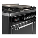 ILVE Majestic III 40-inch Dual Fuel Range with 5 Liquid Propane Burner, Griddle and Solid Door Electric Oven in Glossy Black with Chrome Trim (UMD40FQNR3BKCLP)