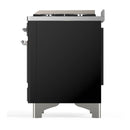 ILVE Majestic III 40-inch Dual Fuel Range with 5 Liquid Propane Burner, Griddle and Solid Door Electric Oven in Glossy Black with Chrome Trim (UMD40FQNR3BKCLP)