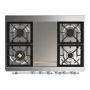 ILVE Majestic III 40-inch Dual Fuel Range with 5 Liquid Propane Burner, Griddle and Solid Door Electric Oven in Glossy Black with Chrome Trim (UMD40FQNR3BKCLP)