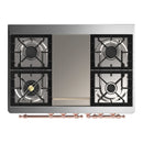 ILVE Majestic III 40-inch Dual Fuel Range with 6 Natural Gas Burner, Griddle and Solid Door Electric Oven in Glossy Black with Copper Trim (UMD40FQNR3BKP)