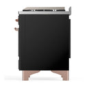 ILVE Majestic III 40-inch Dual Fuel Range with 6 Natural Gas Burner, Griddle and Solid Door Electric Oven in Glossy Black with Copper Trim (UMD40FQNR3BKP)