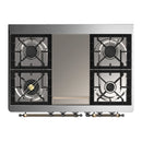 ILVE Majestic III 40-inch Dual Fuel Range with 5 Liquid Propane Burner, Griddle and Solid Door Electric Oven in Burgundy with Burnished Trim (UMD40FQNR3BUBLP)