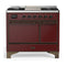 ILVE Majestic III 40-inch Dual Fuel Range with 5 Liquid Propane Burner, Griddle and Solid Door Electric Oven in Burgundy with Burnished Trim (UMD40FQNR3BUBLP)