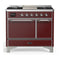 ILVE Majestic III 40-inch Dual Fuel Range with 5 Liquid Propane Burner, Griddle and Solid Door Electric Oven in Burgundy with Chrome Trim (UMD40FQNR3BUCLP)