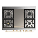ILVE Majestic III 40-inch Dual Fuel Range with 5 Liquid Propane Burner, Griddle and Solid Door Electric Oven in Burgundy with Brass Trim (UMD40FQNR3BUGLP)