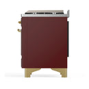 ILVE Majestic III 40-inch Dual Fuel Range with 5 Liquid Propane Burner, Griddle and Solid Door Electric Oven in Burgundy with Brass Trim (UMD40FQNR3BUGLP)