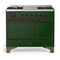 ILVE Majestic III 40-inch Dual Fuel Range with 5 Liquid Propane Burner, Griddle and Solid Door Electric Oven in Emerald Green with Burnished Trim (UMD40FQNR3EGBLP)